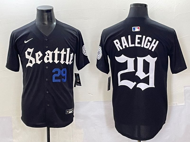 Men 2025 Seattle Mariners #29 Raleigh Black Five generations Joint Name Nike MLB Jersey style 6234->seattle mariners->MLB Jersey